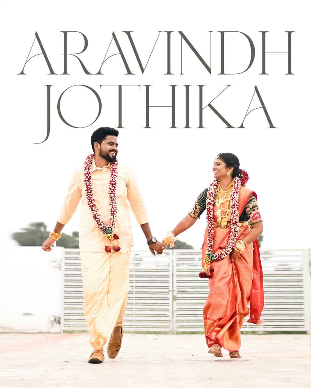 Bride and groom cinematic wedding photo Tamil Nadu